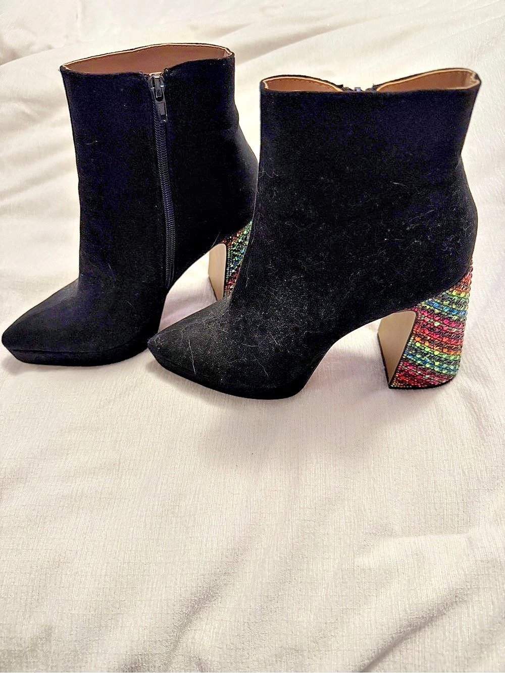 Black Multicolor Heel Booties Like New